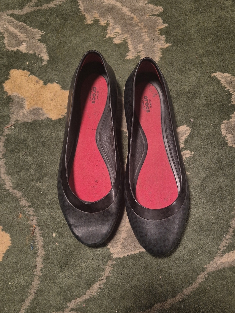 CROCS Women’s Black Ballet Flats with Pink Insole
